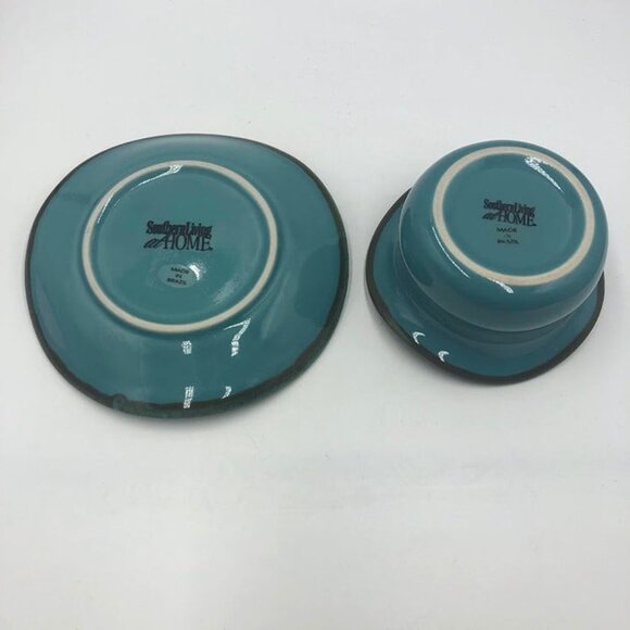 Southern Living at Home RETIRED Set of 2 Blue Tuscan Tidbit Bowl and Saucer Set - Picture 5 of 10